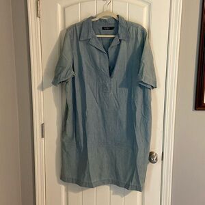 Great Condition Lauren Ralph Lauren Chambray Collared Shift Dress SZ 2X